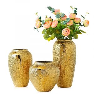 Florero de porcelana de lujo ceramica dorado decorativo