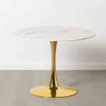 Mesa con pié dorado y tapa de marmol