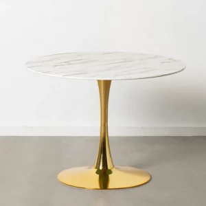 Mesa con pié dorado y tapa de marmol